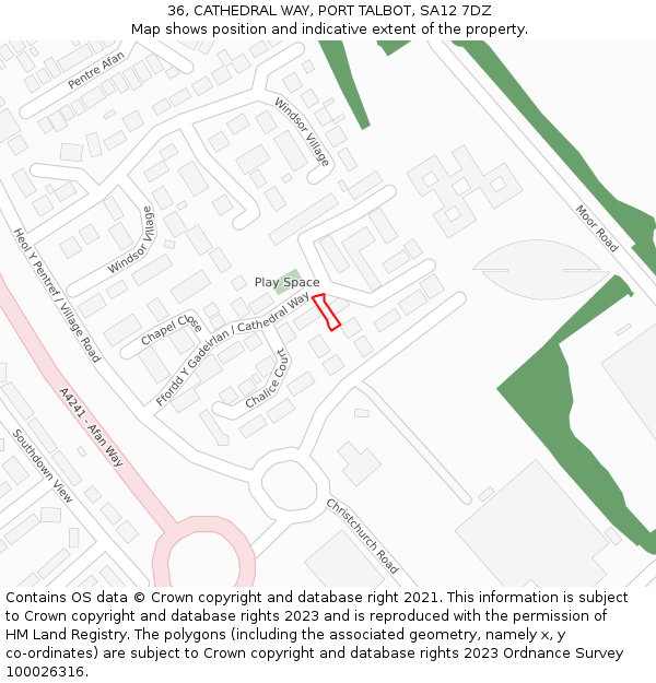36, CATHEDRAL WAY, PORT TALBOT, SA12 7DZ: Location map and indicative extent of plot