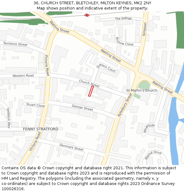 36, CHURCH STREET, BLETCHLEY, MILTON KEYNES, MK2 2NY: Location map and indicative extent of plot
