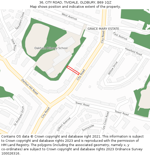36, CITY ROAD, TIVIDALE, OLDBURY, B69 1QZ: Location map and indicative extent of plot