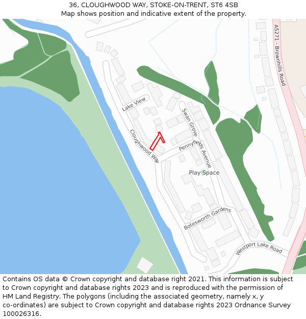 36, CLOUGHWOOD WAY, STOKE-ON-TRENT, ST6 4SB: Location map and indicative extent of plot