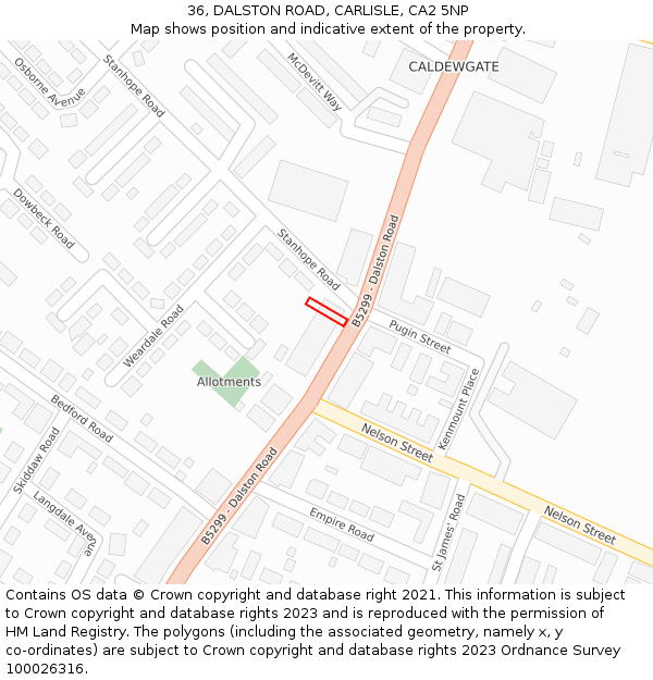 36, DALSTON ROAD, CARLISLE, CA2 5NP: Location map and indicative extent of plot