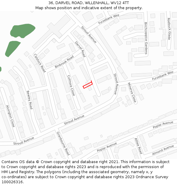 36, DARVEL ROAD, WILLENHALL, WV12 4TT: Location map and indicative extent of plot