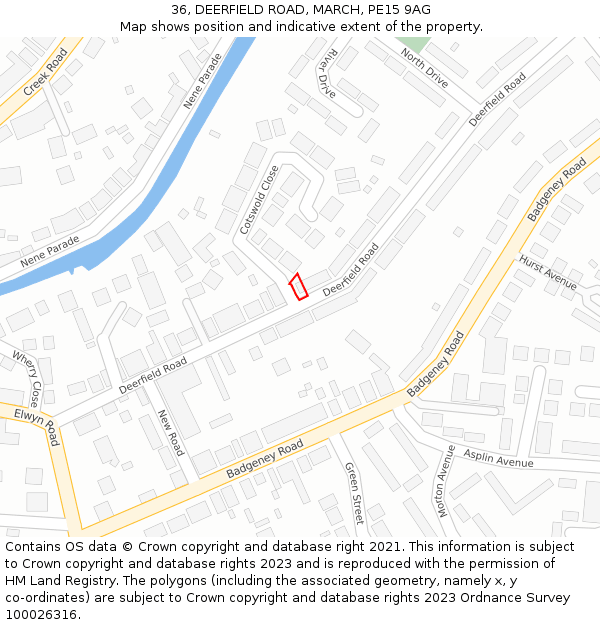 36, DEERFIELD ROAD, MARCH, PE15 9AG: Location map and indicative extent of plot
