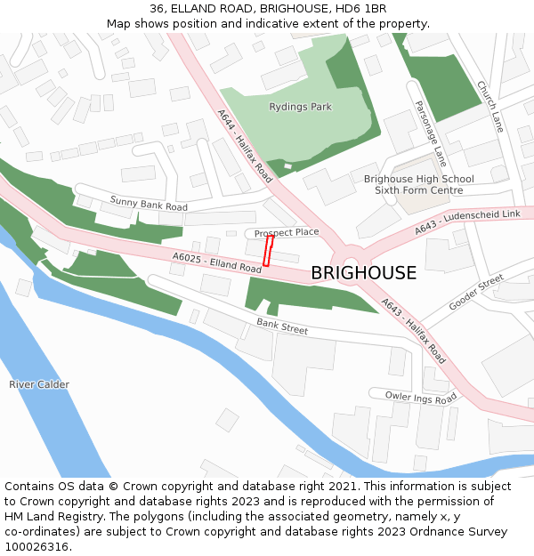 36, ELLAND ROAD, BRIGHOUSE, HD6 1BR: Location map and indicative extent of plot