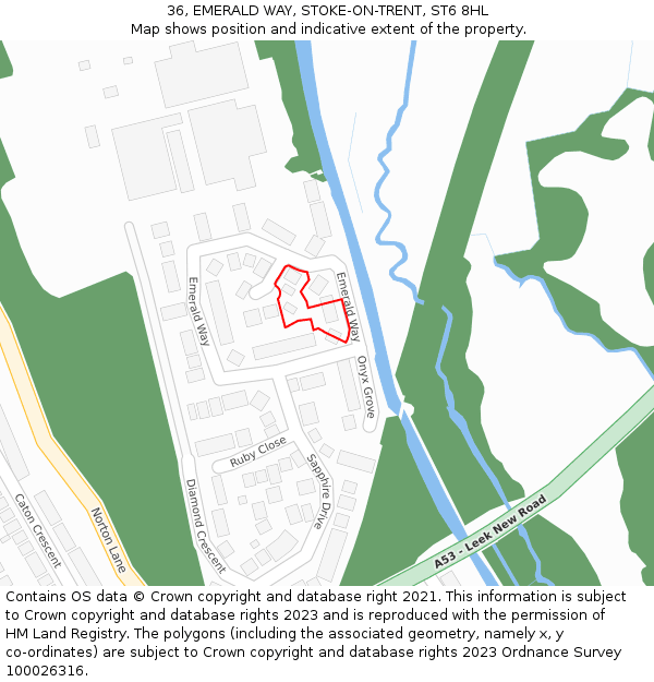 36, EMERALD WAY, STOKE-ON-TRENT, ST6 8HL: Location map and indicative extent of plot