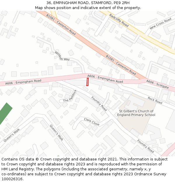 36, EMPINGHAM ROAD, STAMFORD, PE9 2RH: Location map and indicative extent of plot