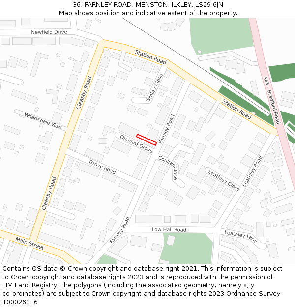 36, FARNLEY ROAD, MENSTON, ILKLEY, LS29 6JN: Location map and indicative extent of plot