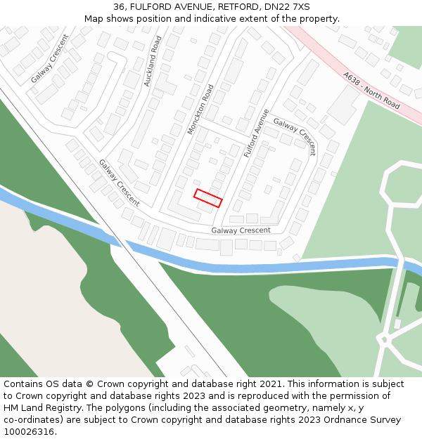 36, FULFORD AVENUE, RETFORD, DN22 7XS: Location map and indicative extent of plot