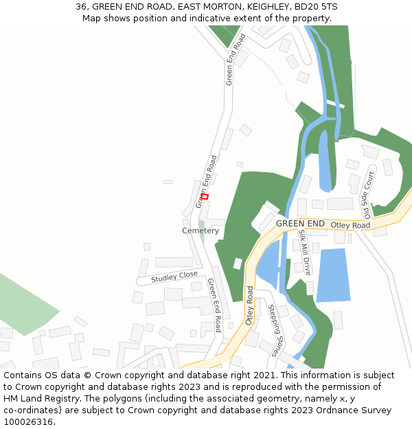36, GREEN END ROAD, EAST MORTON, KEIGHLEY, BD20 5TS: Location map and indicative extent of plot