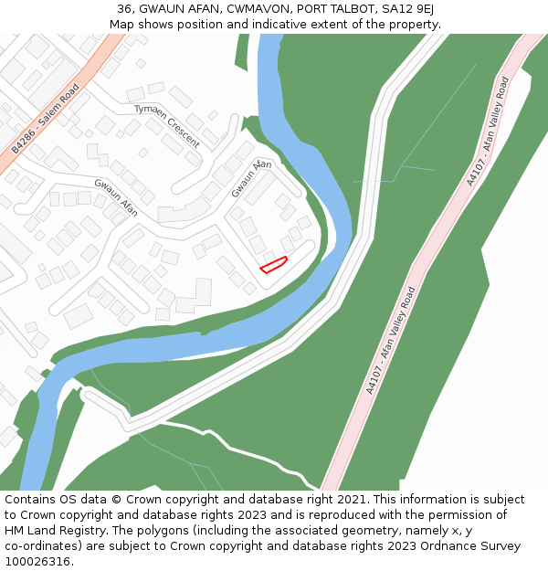 36, GWAUN AFAN, CWMAVON, PORT TALBOT, SA12 9EJ: Location map and indicative extent of plot