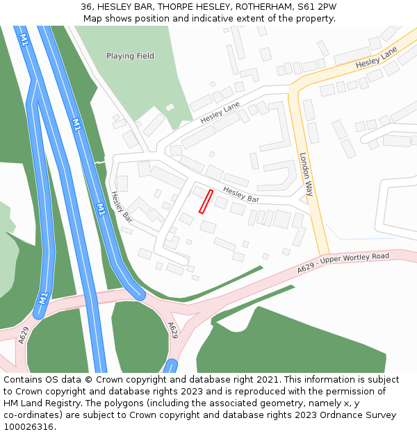 36, HESLEY BAR, THORPE HESLEY, ROTHERHAM, S61 2PW: Location map and indicative extent of plot