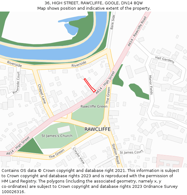 36, HIGH STREET, RAWCLIFFE, GOOLE, DN14 8QW: Location map and indicative extent of plot
