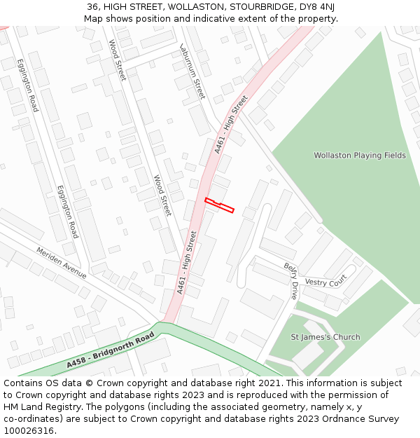 36, HIGH STREET, WOLLASTON, STOURBRIDGE, DY8 4NJ: Location map and indicative extent of plot