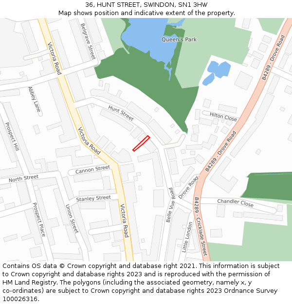 36, HUNT STREET, SWINDON, SN1 3HW: Location map and indicative extent of plot