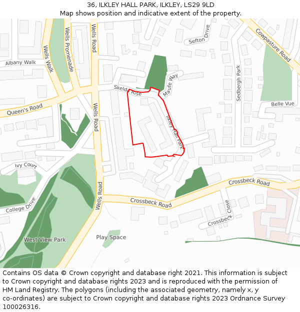 36, ILKLEY HALL PARK, ILKLEY, LS29 9LD: Location map and indicative extent of plot