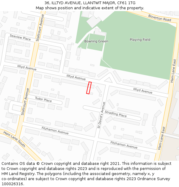 36, ILLTYD AVENUE, LLANTWIT MAJOR, CF61 1TG: Location map and indicative extent of plot