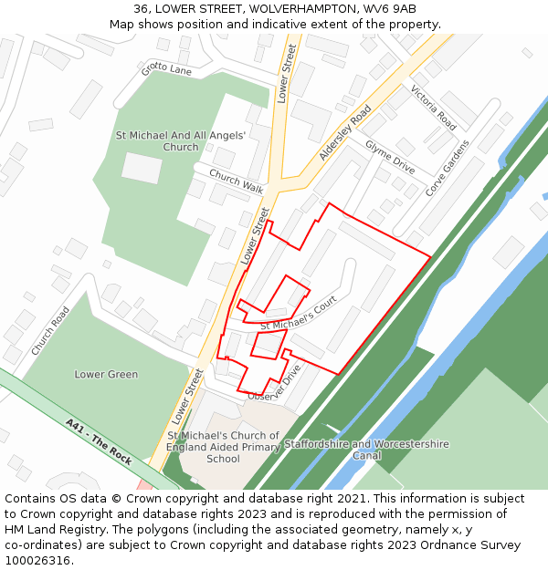 36, LOWER STREET, WOLVERHAMPTON, WV6 9AB: Location map and indicative extent of plot