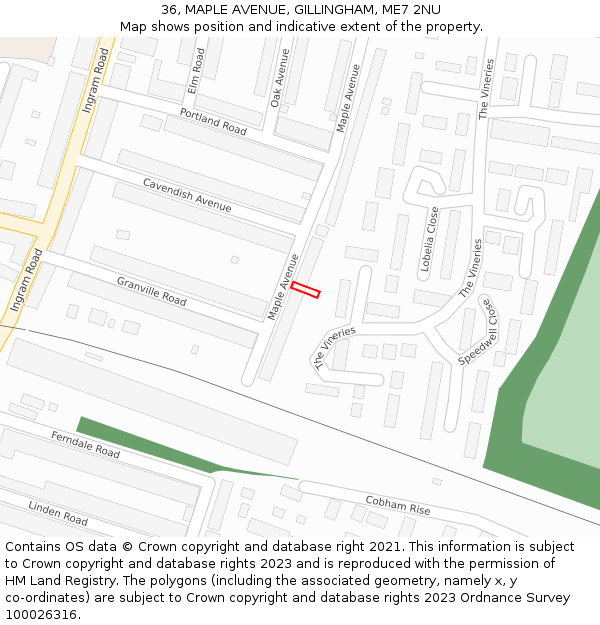 36, MAPLE AVENUE, GILLINGHAM, ME7 2NU: Location map and indicative extent of plot
