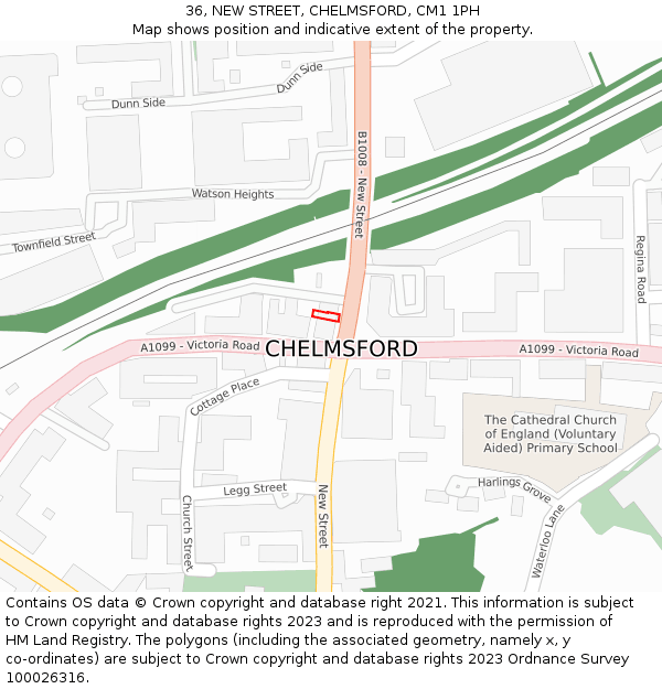 36, NEW STREET, CHELMSFORD, CM1 1PH: Location map and indicative extent of plot