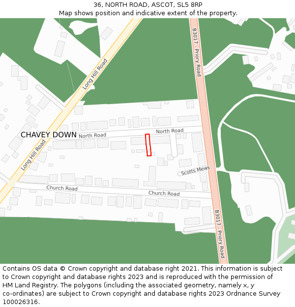 36, NORTH ROAD, ASCOT, SL5 8RP: Location map and indicative extent of plot