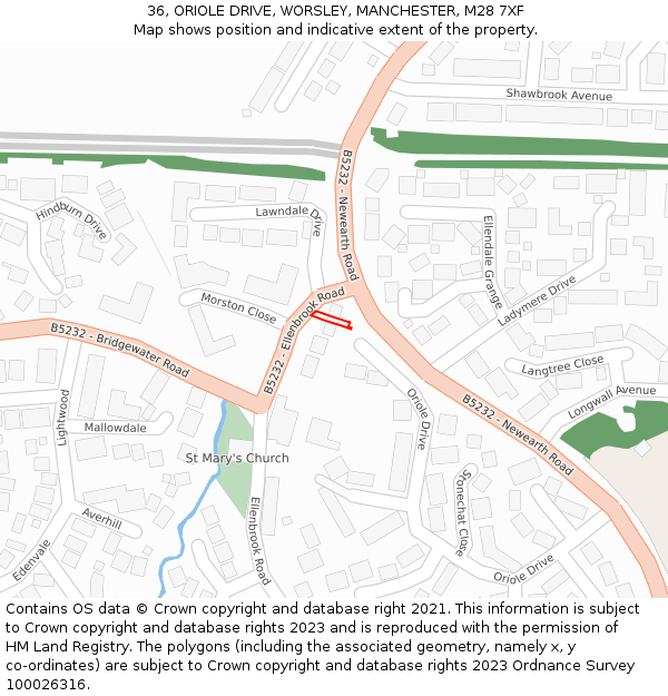 36, ORIOLE DRIVE, WORSLEY, MANCHESTER, M28 7XF: Location map and indicative extent of plot