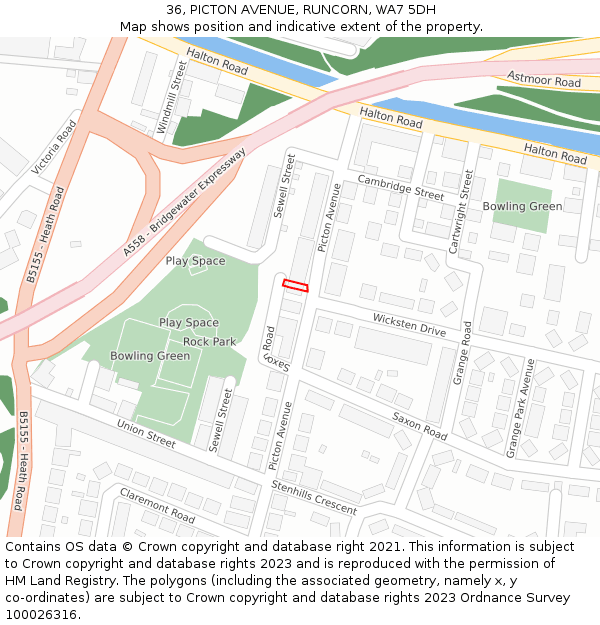 36, PICTON AVENUE, RUNCORN, WA7 5DH: Location map and indicative extent of plot
