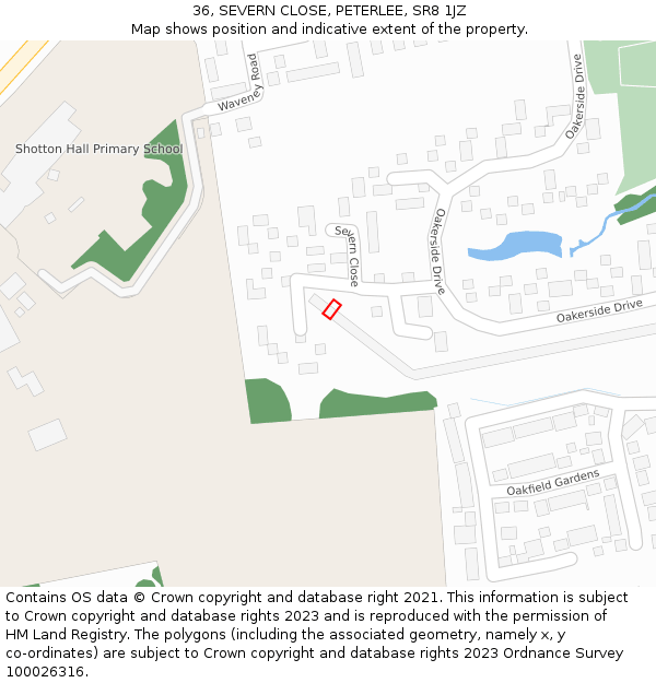 36, SEVERN CLOSE, PETERLEE, SR8 1JZ: Location map and indicative extent of plot