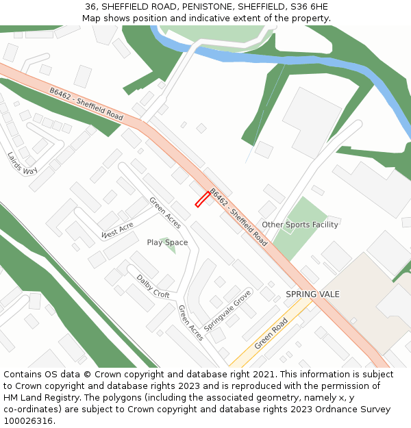 36, SHEFFIELD ROAD, PENISTONE, SHEFFIELD, S36 6HE: Location map and indicative extent of plot