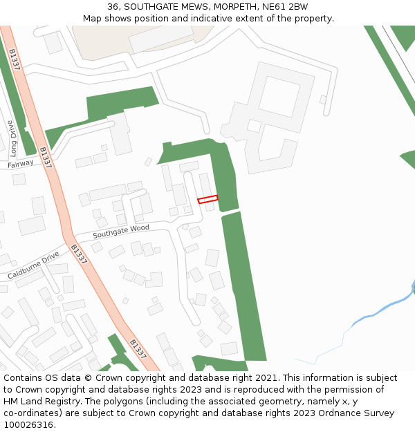 36, SOUTHGATE MEWS, MORPETH, NE61 2BW: Location map and indicative extent of plot