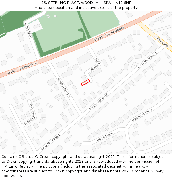 36, STERLING PLACE, WOODHALL SPA, LN10 6NE: Location map and indicative extent of plot