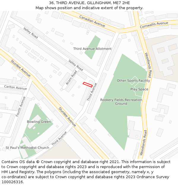 36, THIRD AVENUE, GILLINGHAM, ME7 2HE: Location map and indicative extent of plot