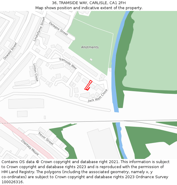 36, TRAMSIDE WAY, CARLISLE, CA1 2FH: Location map and indicative extent of plot
