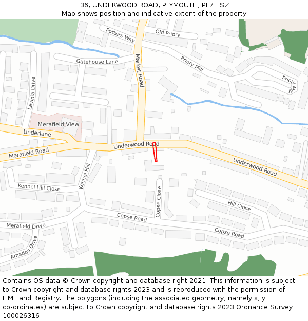 36, UNDERWOOD ROAD, PLYMOUTH, PL7 1SZ: Location map and indicative extent of plot