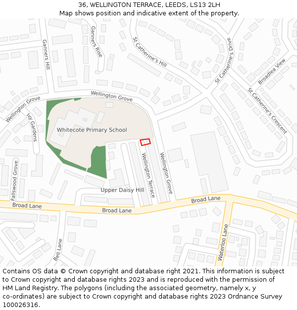 36, WELLINGTON TERRACE, LEEDS, LS13 2LH: Location map and indicative extent of plot