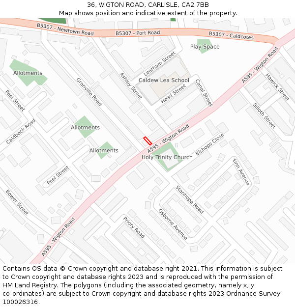 36, WIGTON ROAD, CARLISLE, CA2 7BB: Location map and indicative extent of plot