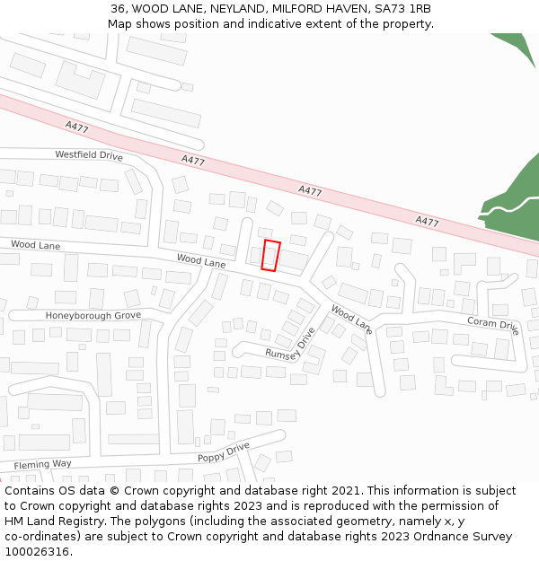 36, WOOD LANE, NEYLAND, MILFORD HAVEN, SA73 1RB: Location map and indicative extent of plot