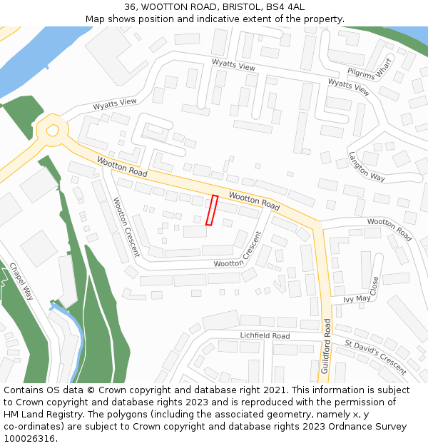 36, WOOTTON ROAD, BRISTOL, BS4 4AL: Location map and indicative extent of plot