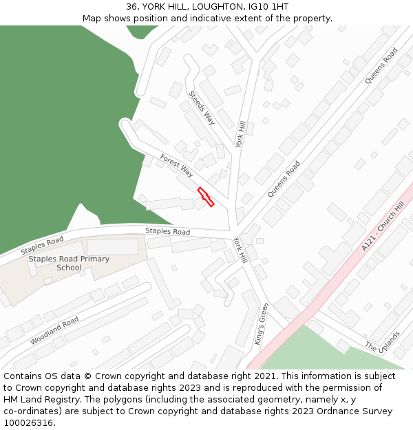 36, YORK HILL, LOUGHTON, IG10 1HT: Location map and indicative extent of plot