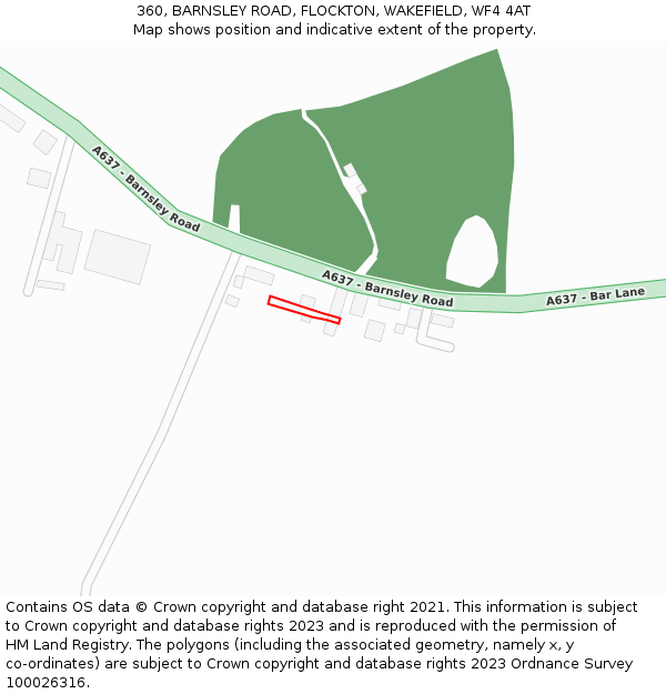 360, BARNSLEY ROAD, FLOCKTON, WAKEFIELD, WF4 4AT: Location map and indicative extent of plot