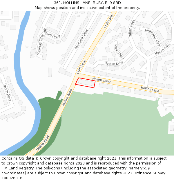 361, HOLLINS LANE, BURY, BL9 8BD: Location map and indicative extent of plot