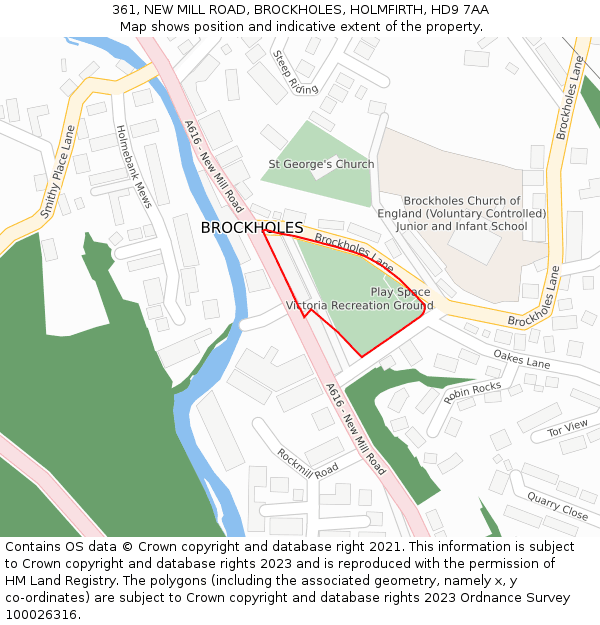 361, NEW MILL ROAD, BROCKHOLES, HOLMFIRTH, HD9 7AA: Location map and indicative extent of plot