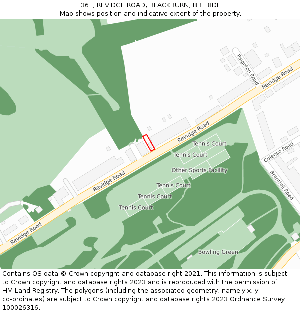 361, REVIDGE ROAD, BLACKBURN, BB1 8DF: Location map and indicative extent of plot