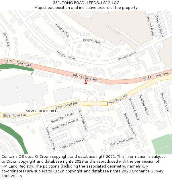 361, TONG ROAD, LEEDS, LS12 4QG: Location map and indicative extent of plot