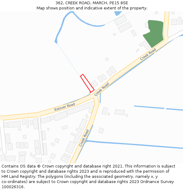 362, CREEK ROAD, MARCH, PE15 8SE: Location map and indicative extent of plot