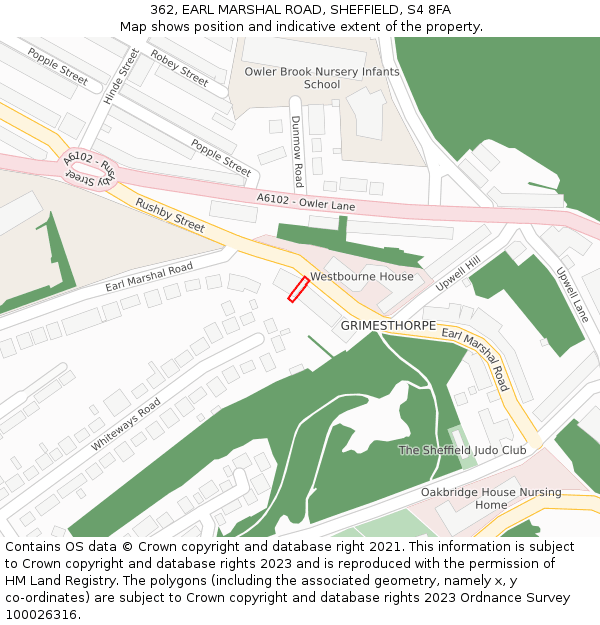 362, EARL MARSHAL ROAD, SHEFFIELD, S4 8FA: Location map and indicative extent of plot
