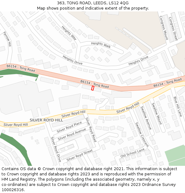 363, TONG ROAD, LEEDS, LS12 4QG: Location map and indicative extent of plot