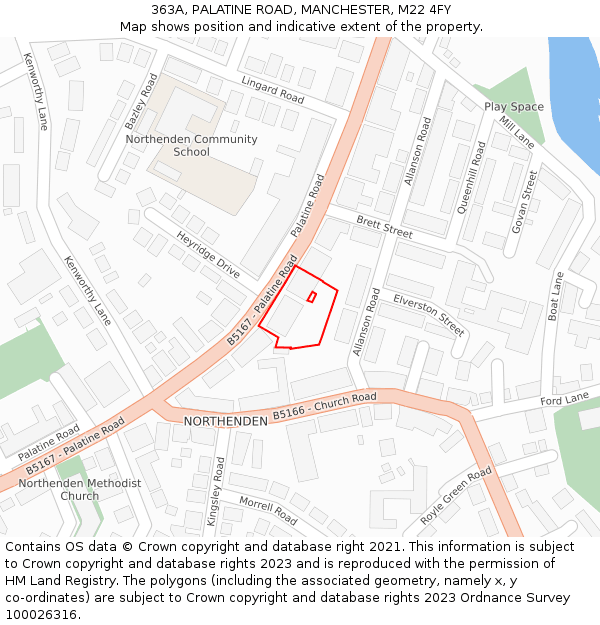 363A, PALATINE ROAD, MANCHESTER, M22 4FY: Location map and indicative extent of plot