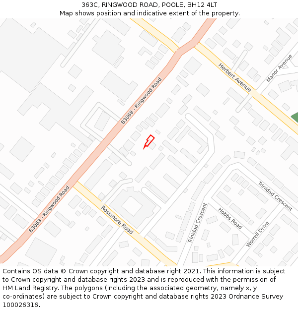 363C, RINGWOOD ROAD, POOLE, BH12 4LT: Location map and indicative extent of plot
