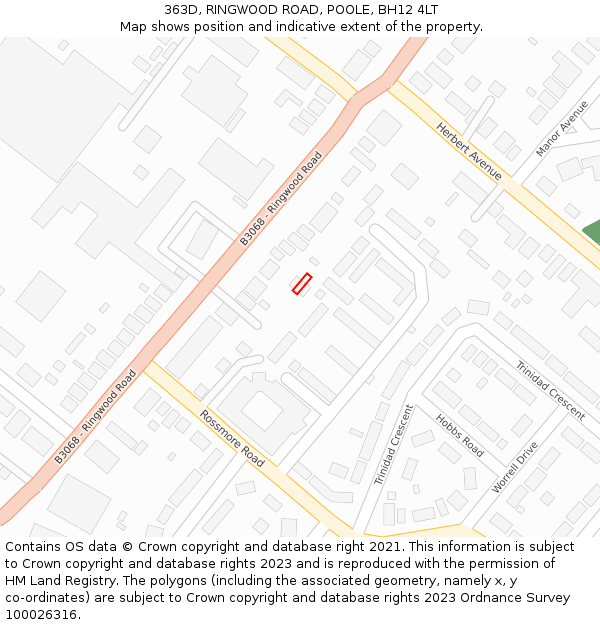 363D, RINGWOOD ROAD, POOLE, BH12 4LT: Location map and indicative extent of plot