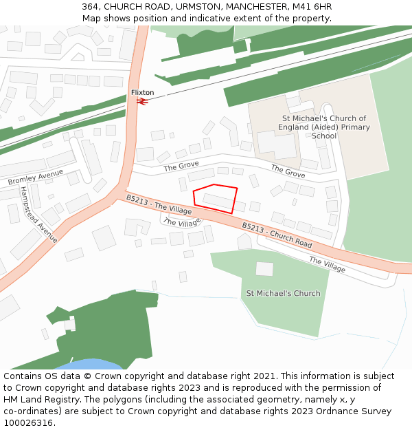 364, CHURCH ROAD, URMSTON, MANCHESTER, M41 6HR: Location map and indicative extent of plot